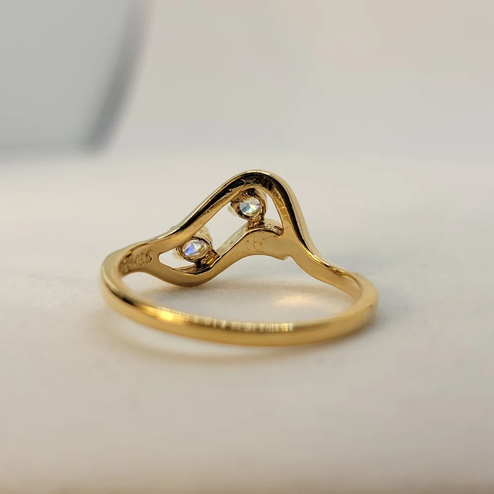Vintage Ring Signed COP 92 Gold Plated CZ Diamonds Size 9 Castings on Parade